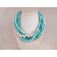 Chunky Turquoise Necklace, & Baroque Pearl Statement Pearl Necklace | Etsy (US)