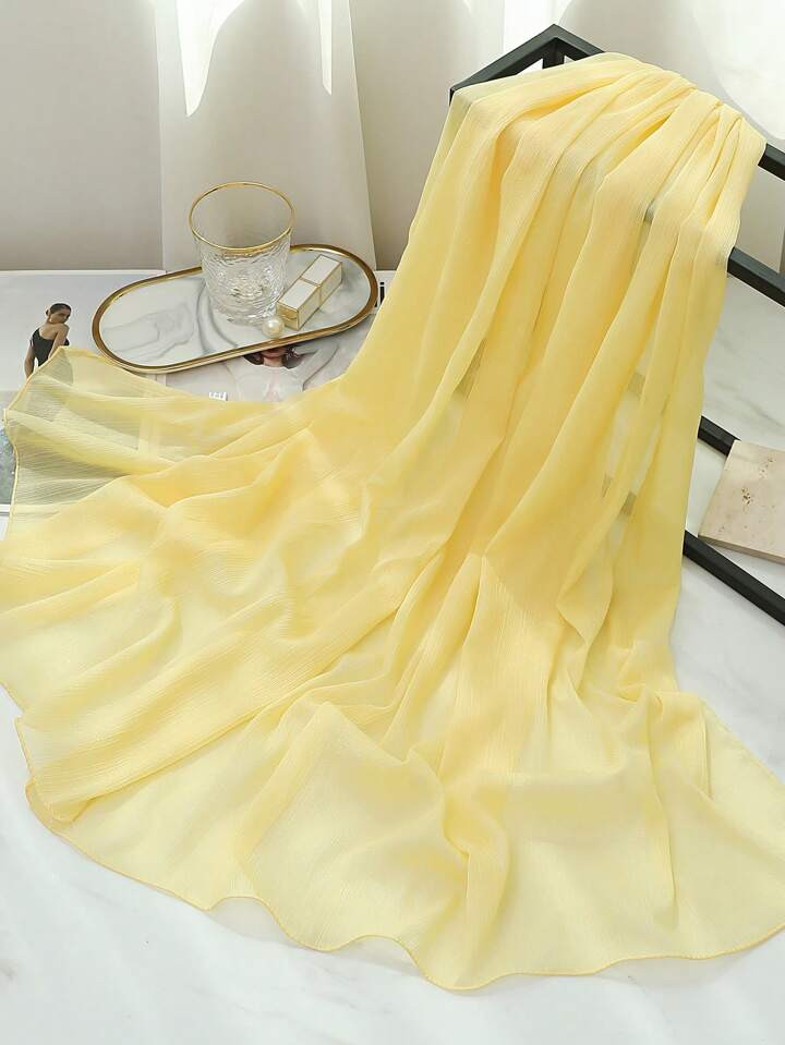 1pc Solid Color Women's Scarf Headband Shiny Silver Thread Rectangle Shawl Thin Polyester Neck Wr... | SHEIN