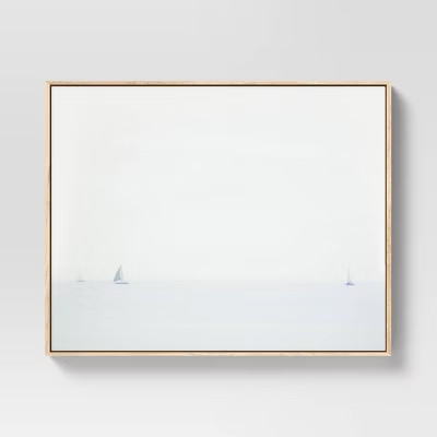 30" x 24" Sailboats Scene Framed Wall Canvas Whitewashed - Threshold™ | Target