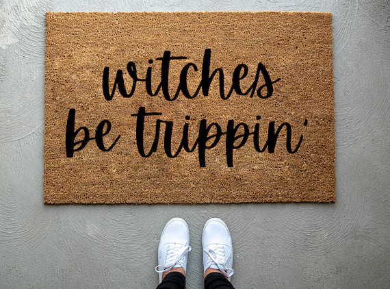 Witches Be Trippin' doormat, Halloween Doormat, pumpkin, fall decor, personalized doormat, funny ... | Etsy (US)