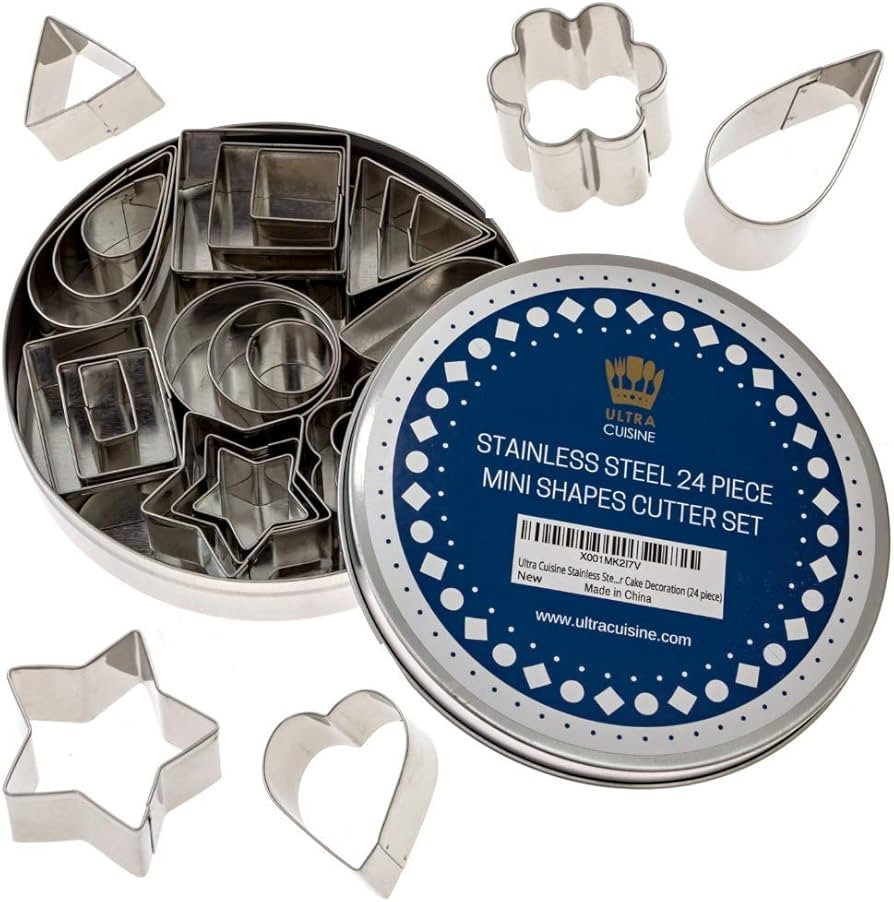 Ultra Cuisine Mini Cookie Cutter Shapes Set - 24 Small Molds To Cut Out Pastry Dough Pie Crust & ... | Amazon (US)
