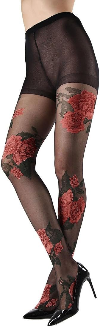 MeMoi Sheer Garden Rose Floral Tights | Amazon (US)