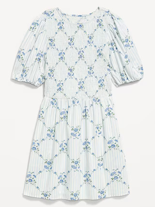 Puff-Sleeve Smocked Fit & Flare Mini Dress | Old Navy (US)