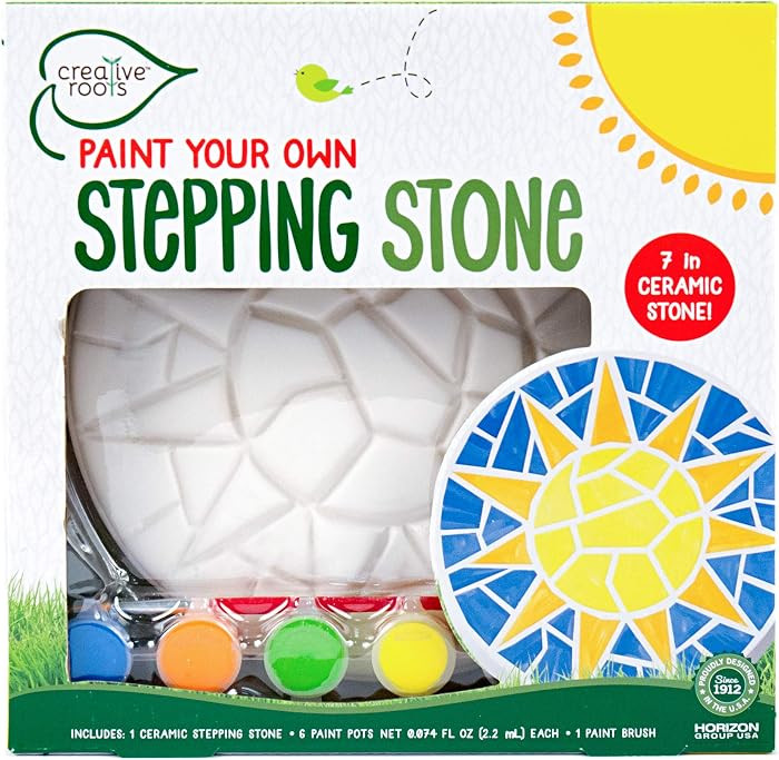 Creative Roots Mosaic Sun Stepping Stone Kit, Includes 7-Inch Ceramic Stepping Stone & 6 Vibrant ... | Amazon (US)