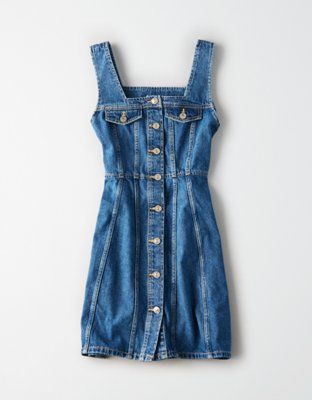 AE Denim Button Front Dress | American Eagle Outfitters (US & CA)
