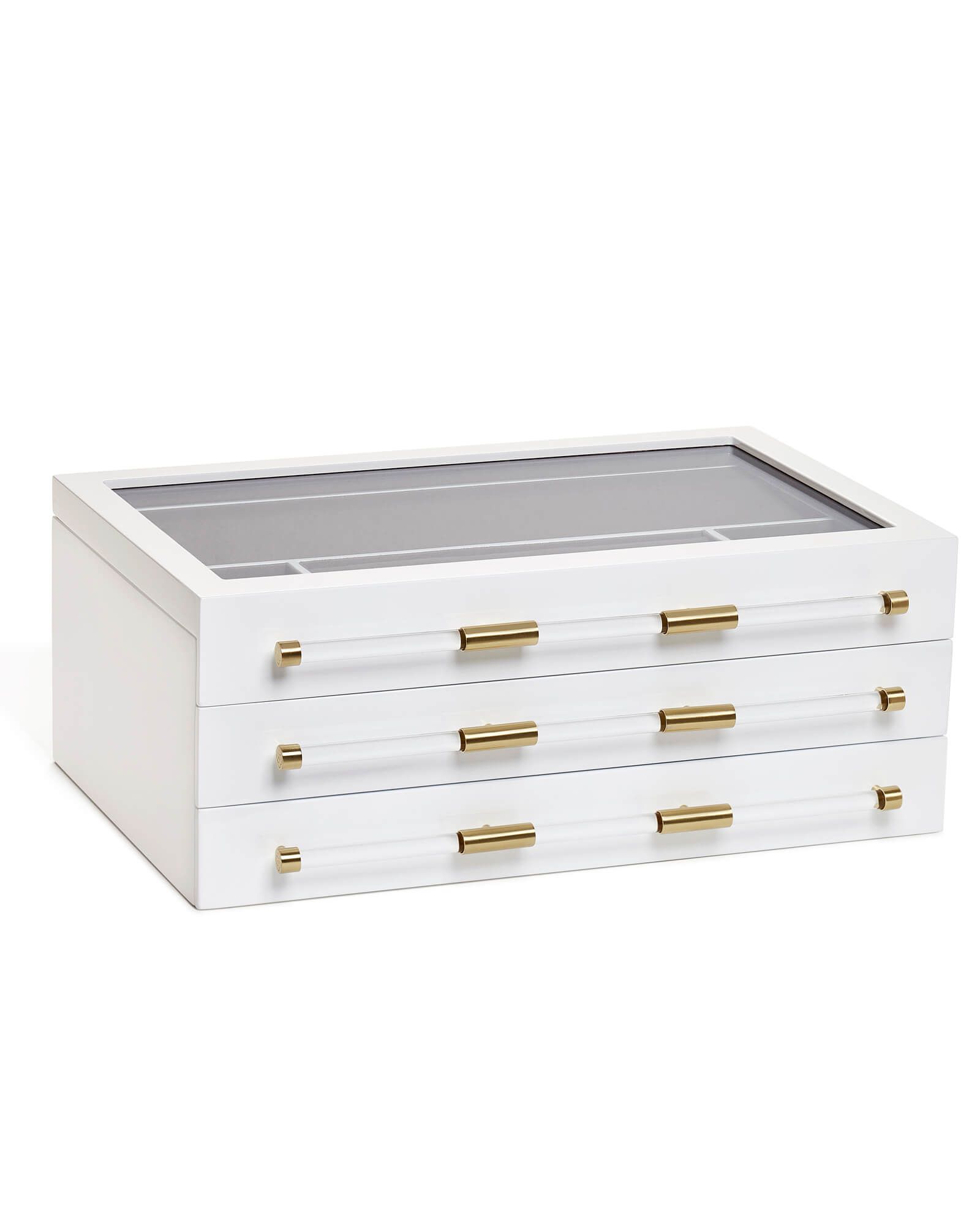 Large Antique Brass Jewelry Box in White Lacquer | Kendra Scott | Kendra Scott