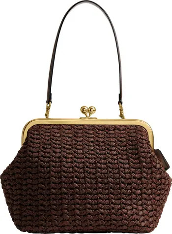 Large Kisslock Woven Straw Frame Bag | Nordstrom