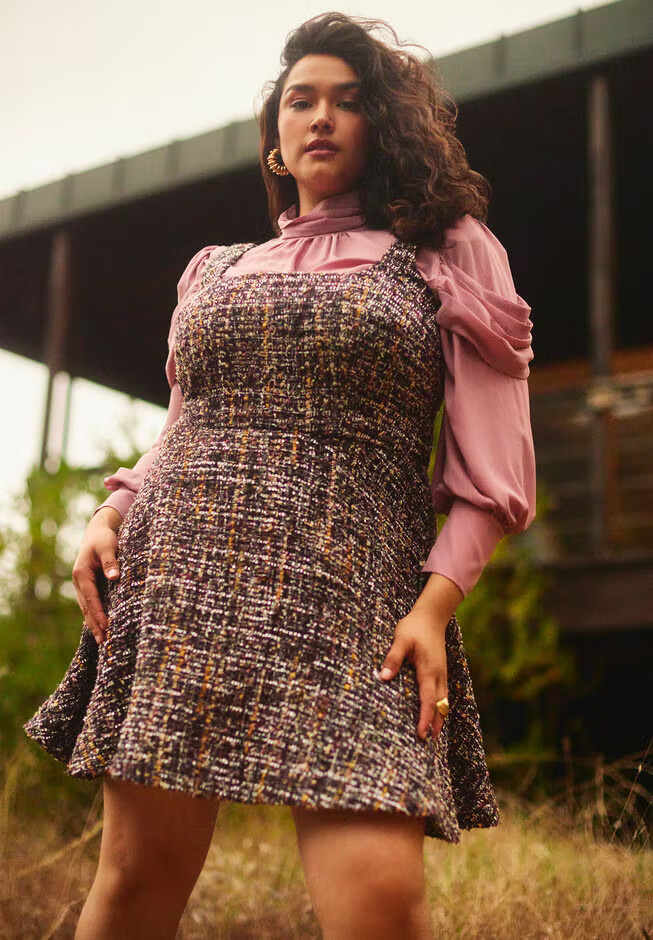 Flare Tweed Mini Jumper | Eloquii