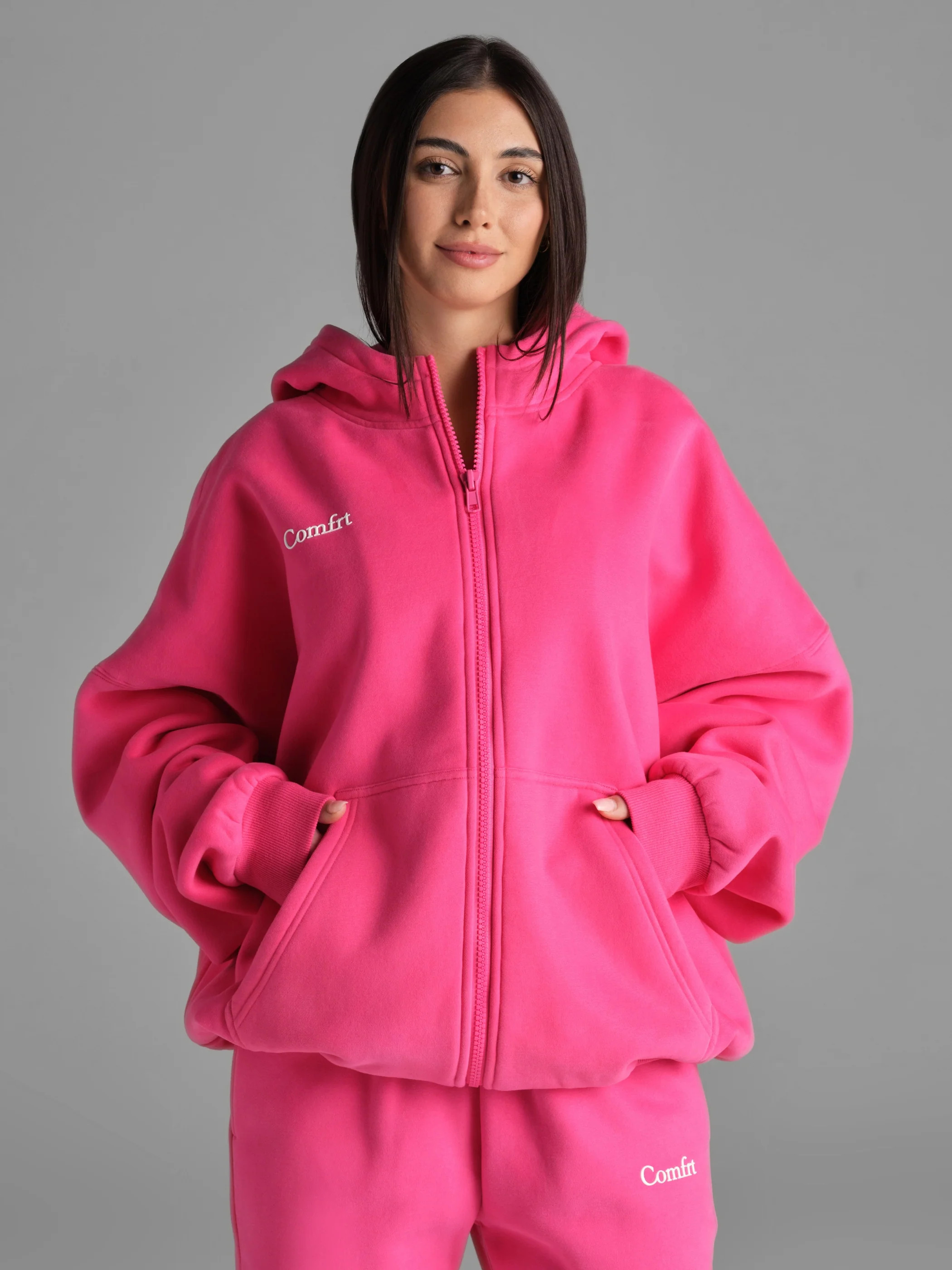 Comfrt Cloud Zip Hoodie | Hot Pink | Oversized | XL | Comfrt