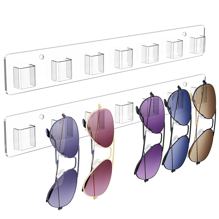 Sunglasses Organizer 2 Pack, Wall Glasses Holder, Acrylic Sunglasses Display, Eyeglass Organizer ... | Amazon (US)