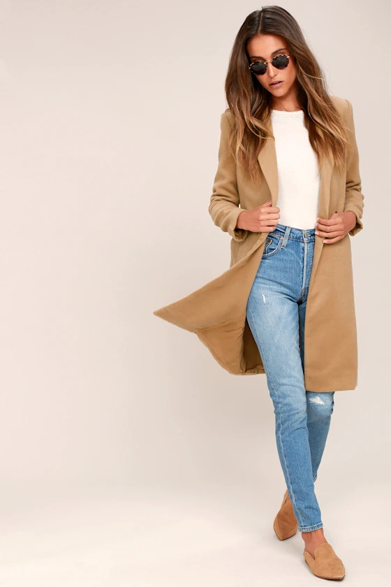 Harriet Long Double-Breasted Tan Coat | Lulus (US)
