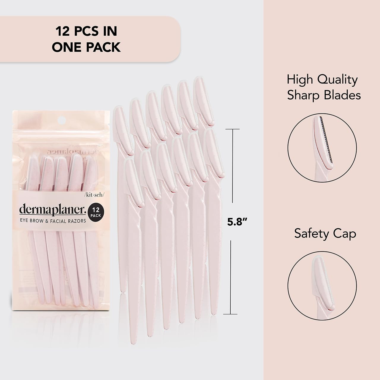 Kitsch Dermaplane Razor, Facial Hair Remover & Face Razor for Women, Easy to Use 12 Pcs Dermaplan... | Amazon (US)