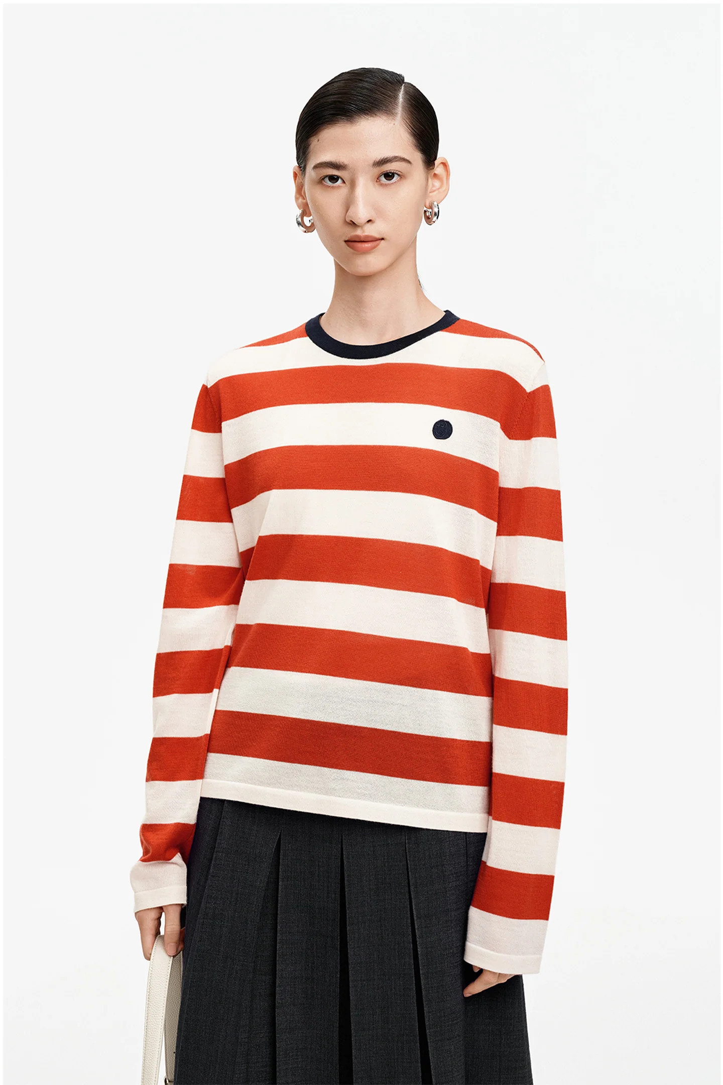 SELFWHO Sheep Wool Color Block Striped Long-Sleeve | SELFWHO