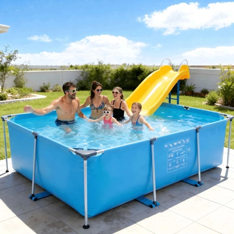 Naipo 10ft Swimming Pool Rectangular Frame Above Ground Backyard Swimming Pool Outdoor Quick Drai... | Walmart (US)