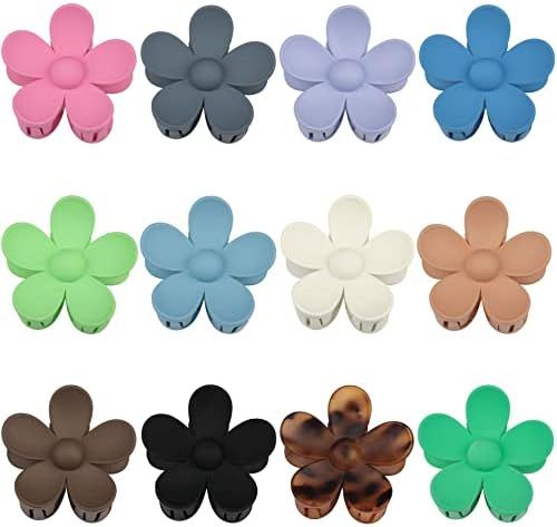 12 PCS Flower Hair Claw Clips Big Jaw Hair Clips for Women Girls 90s Cute Flower Claw Clips 12 Ma... | Amazon (US)