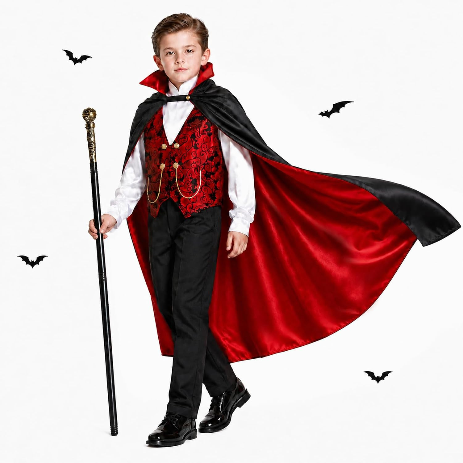 Boys Vampire Costume Set Halloween Dracula Cosplay Outfit for Kid 3-12 | Amazon (US)