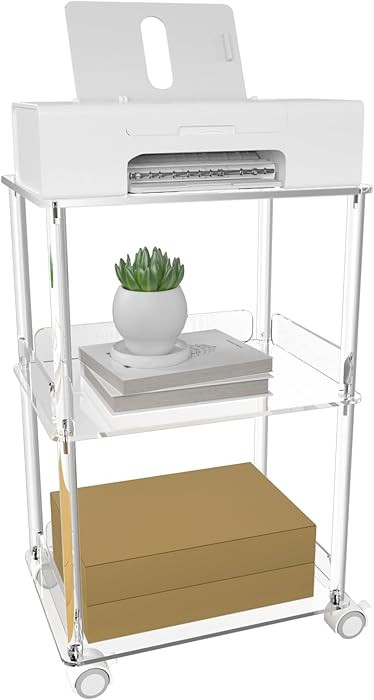 HMYHUM Acrylic Printer Stand, 3 Tier Clear Printer Cart with Lockable Wheels, Multifunctional Pri... | Amazon (US)