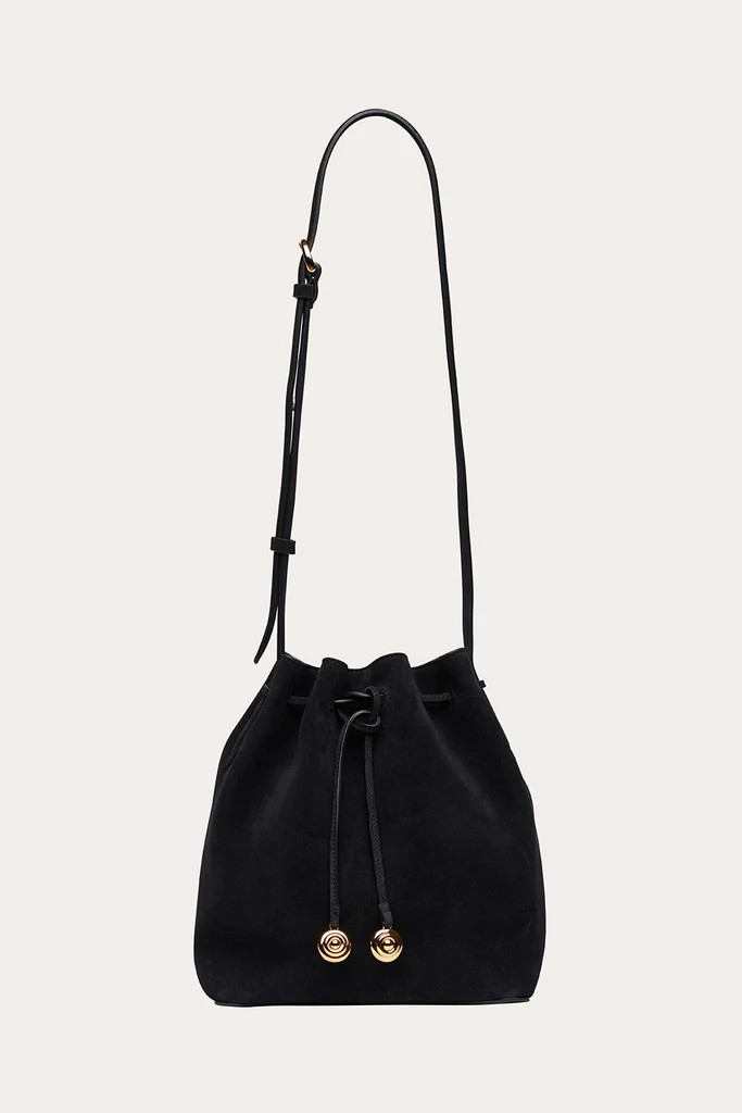Charm Bucket Small Black Suede | LITTLE LIFFNER
