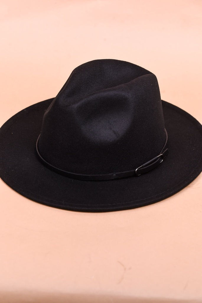 Black Fedora With Black Leather Band - HAT1300BK | Tee for the Soul