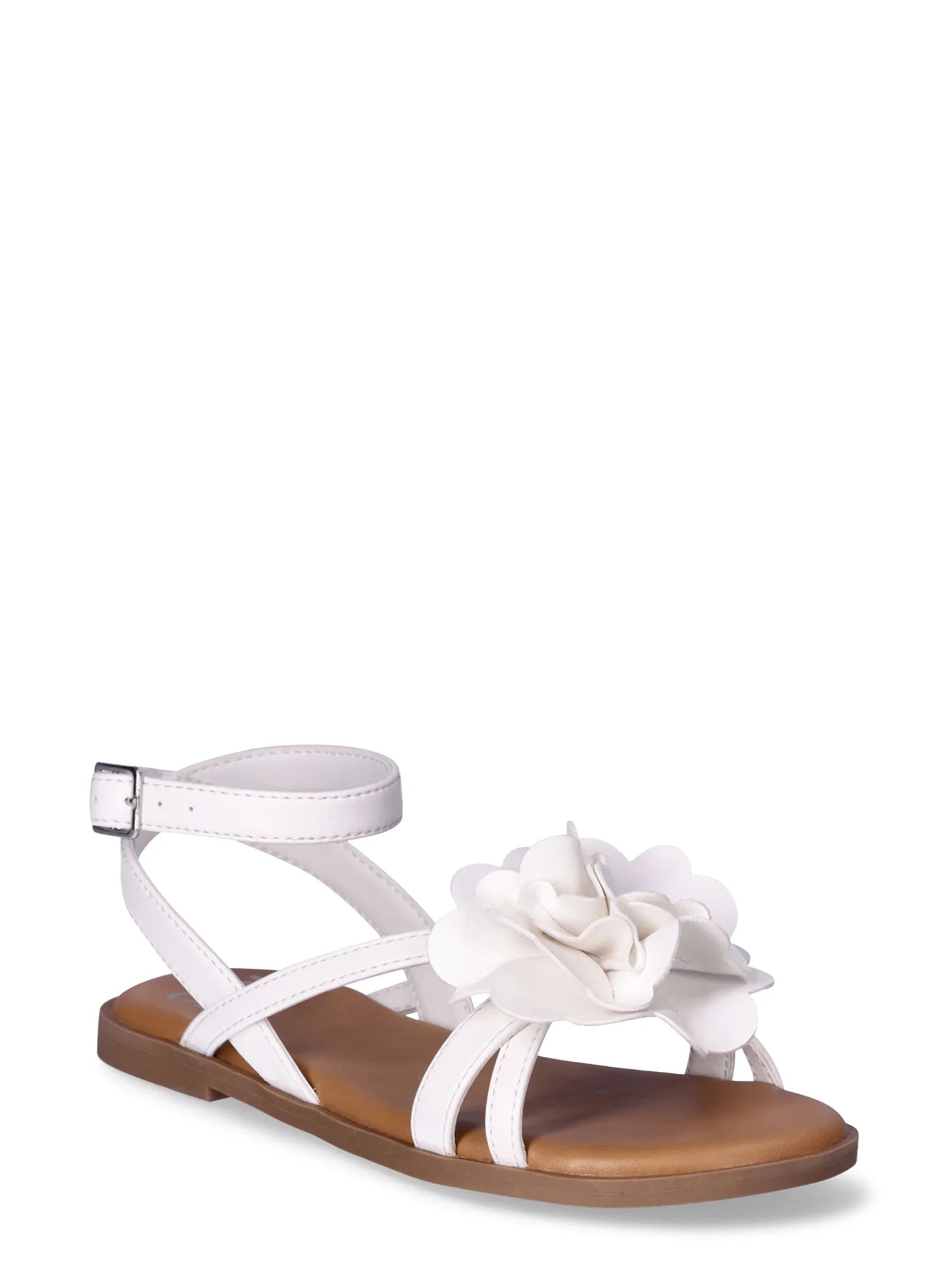 Madden NYC Little Girl & Big Girl Flat White Flower Dress Sandal, Sizes 13-5 | Walmart (US)