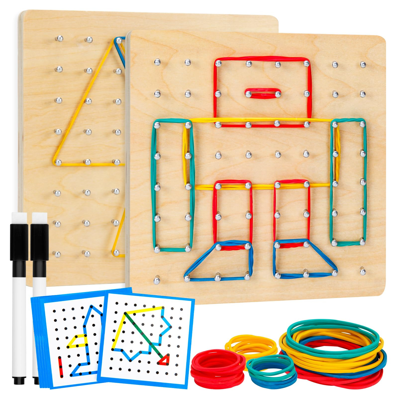 2Pack Wooden Geoboard,Montessori Toy,Graphical Mathematical Education Toy for Kids with Pattern C... | Amazon (US)