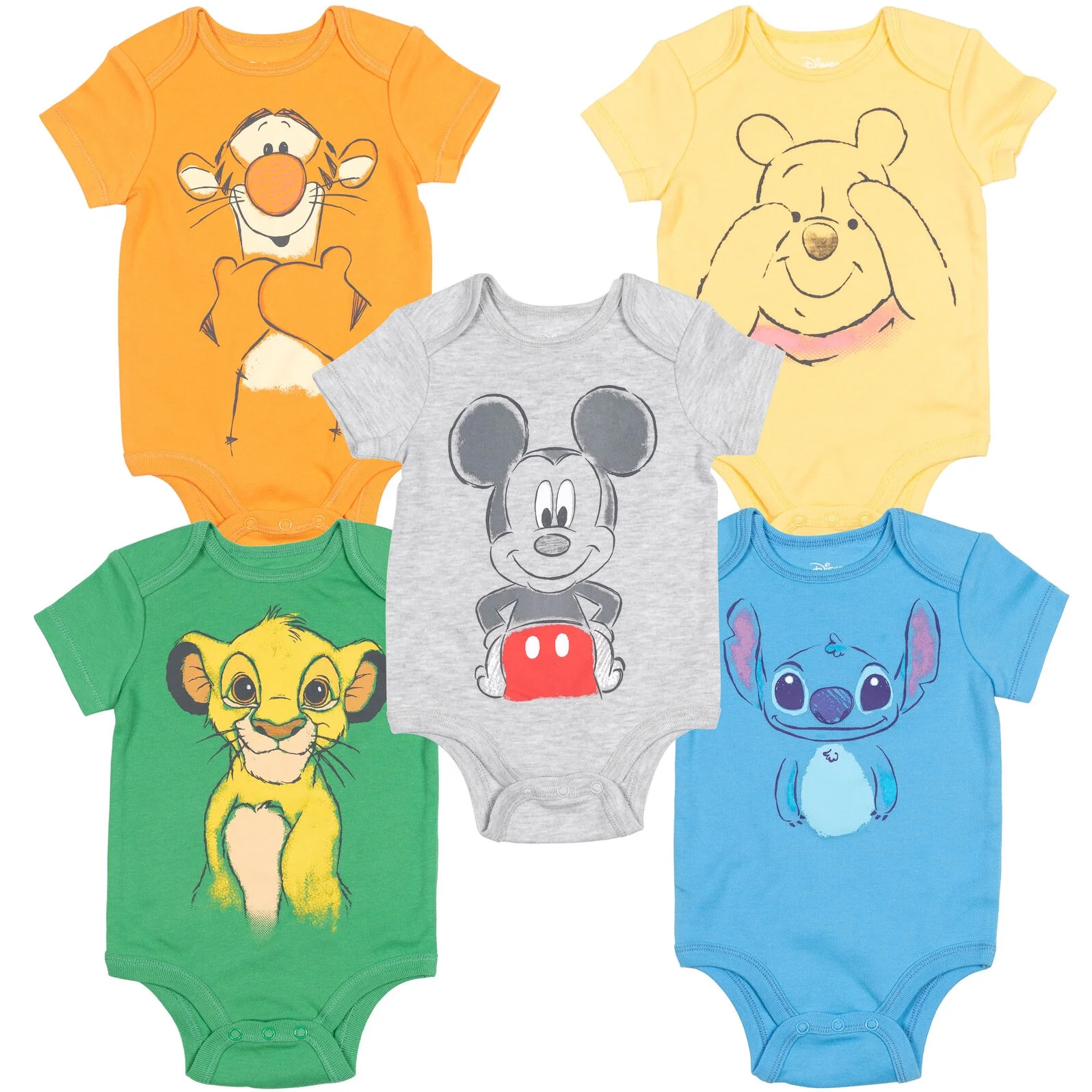 Disney Classics Infant Baby Boys 5 Pack Bodysuits Newborn to Infant | Walmart (US)