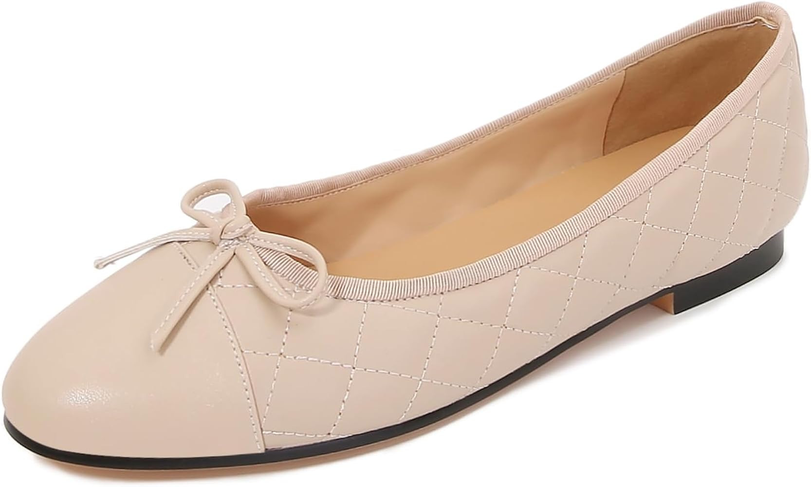 VivaLaver Women's Cap Toe Ballet Flats Two Tone Bow Flats Round Toe Shoes for Women Slip on Casua... | Amazon (US)