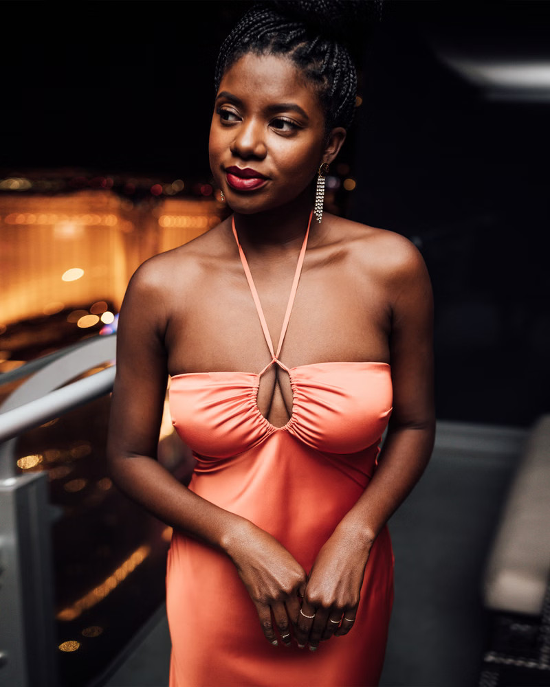 Halter Satin Slip Midi Dress | Abercrombie & Fitch (US)