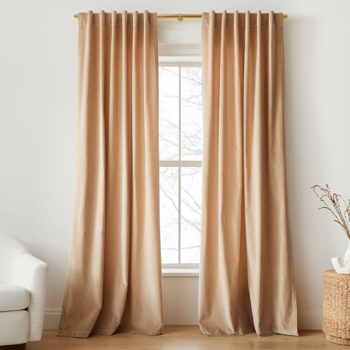 Cotton Velvet Curtain - Camel | West Elm (US)