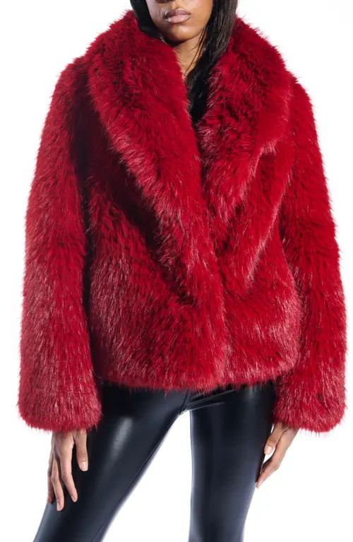 AZALEA WANG Simona Faux Fur Coat in Red at Nordstrom, Size Large | Nordstrom