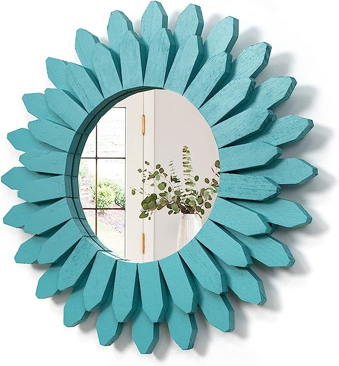 Honiway Boho Wall Decor Mirror 12 inch Coastal Decor Sunburst Boho Wood Mirror Home Decor Room De... | Amazon (US)