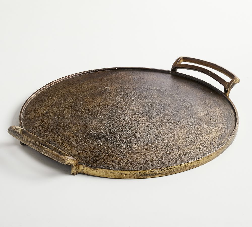 Rustic Gold Round Tray | Pottery Barn (US)