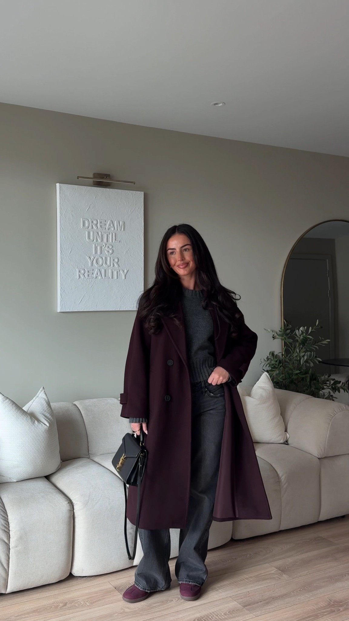 Autumn outfit, autumn jacket, winter coat, grey jumper, low rise jeans, straight leg jeans, adidas sambas, burgundy coat, Zara 

#LTKuk #LTKeurope #LTKautumn