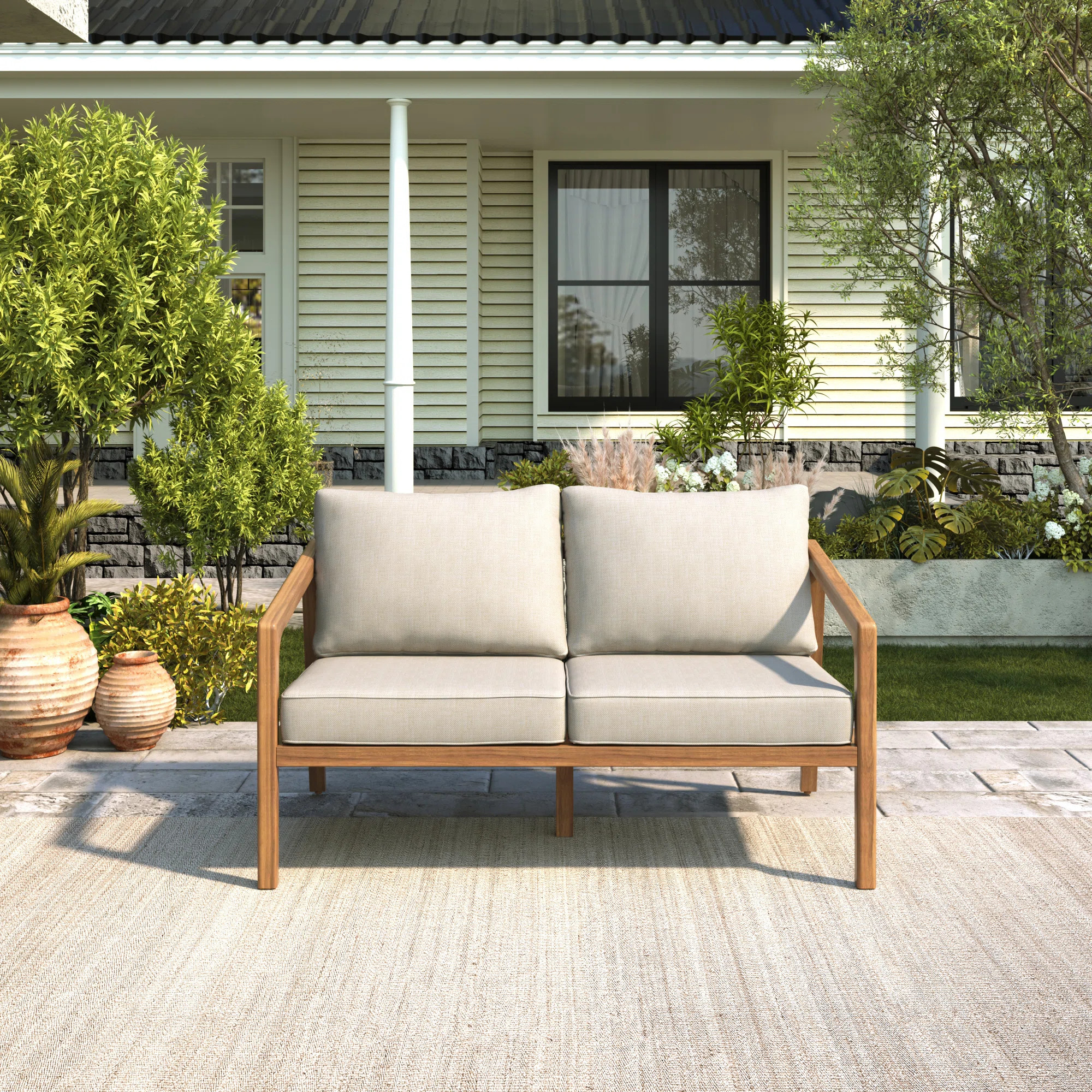 Craig Outdoor Acacia Wood Loveseat | Wayfair North America