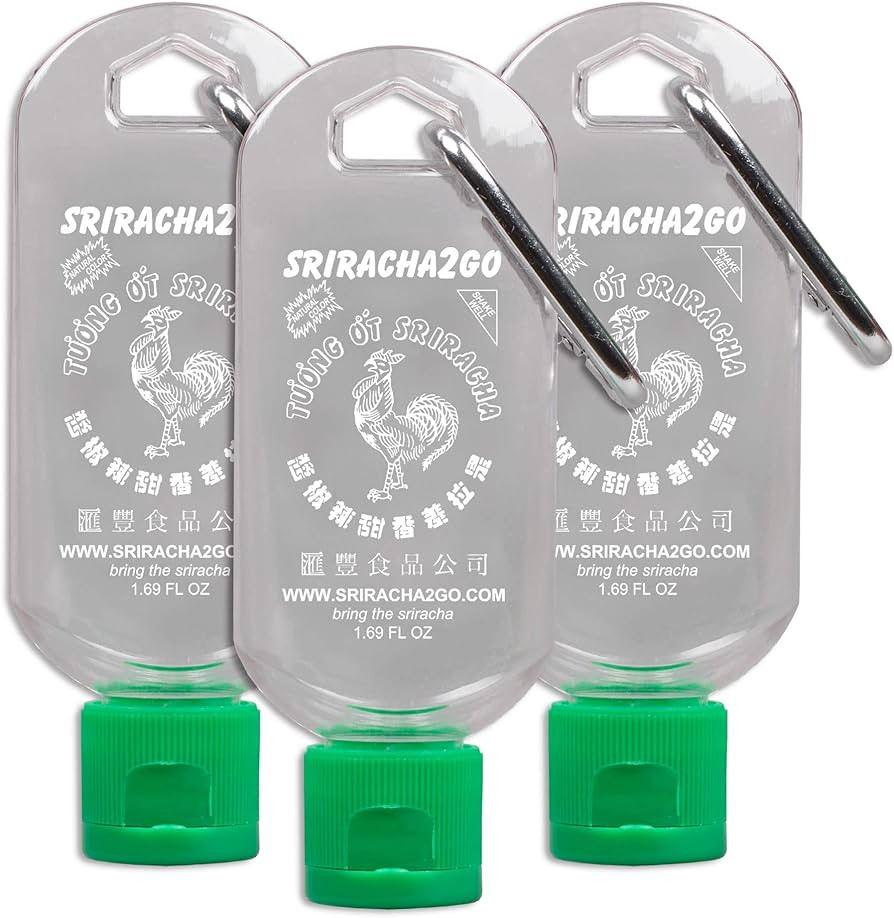 Sriracha Hot Sauce Keychain 1.7oz, 3-Pack (Sauce Not Included) | Amazon (US)