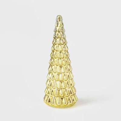 LIT Large Mercury Glass Christmas Tree Decorative Figurine Gold - Wondershop™ | Target