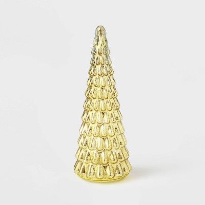 LIT Large Mercury Glass Christmas Tree Decorative Figurine Gold - Wondershop™ | Target