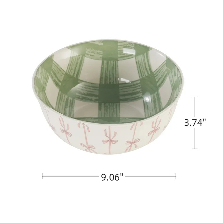 Way to Celebrate Ceramic Easter Large Serving Bowl with Bows and Checks | Walmart (US)