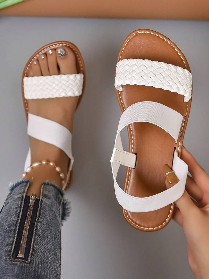 Women Braided Detail Slingback Sandals, Vacation Summer Flat Sandals | SHEIN
