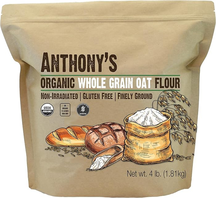 Anthony's Organic Whole Grain Oat Flour, 4 lb, Gluten Free, Non GMO, Non Irradiated, Finely Groun... | Amazon (US)