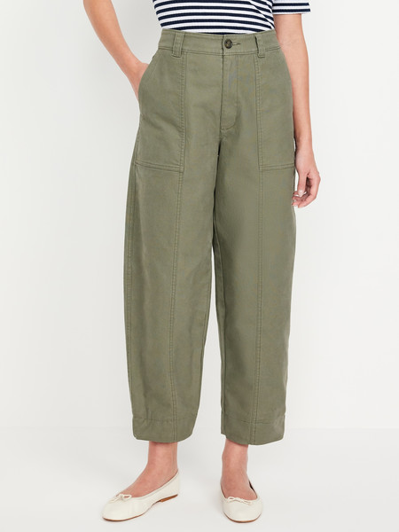 High-Waisted Canvas Barrel Ankle Pants | Old Navy | Old Navy (US)
