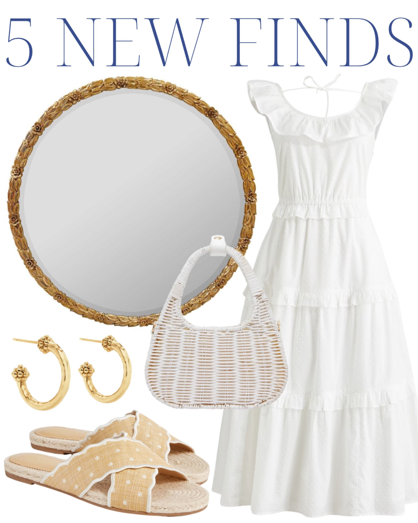 gold mirror, floral mirror, girl's room, girl's nursery, white dress, summer dress, Memorial Day, woven bag, gold earrings, gold hoops, woven sandals, polkadot sandals, scalloped sandals, rattan bag, classic home, southern home, southern living, grandmillennial home, grandmillennial style, traditional home, summer sandals, gold sandals, woven sandals, raffia sandals, raffia slides, pearl sandals, pearl slides, woven slides, preppy style, sale alert, J.Crew

#LTKFindsUnder100 #LTKHome #LTKSaleAlert