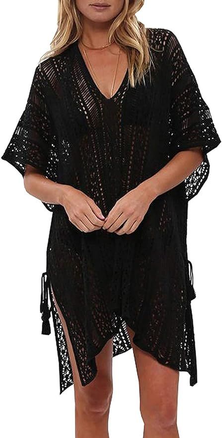 shermie Swimsuit Cover Ups for Women V Neck Loose Beach Bathing Suit Cover up | Amazon (US)