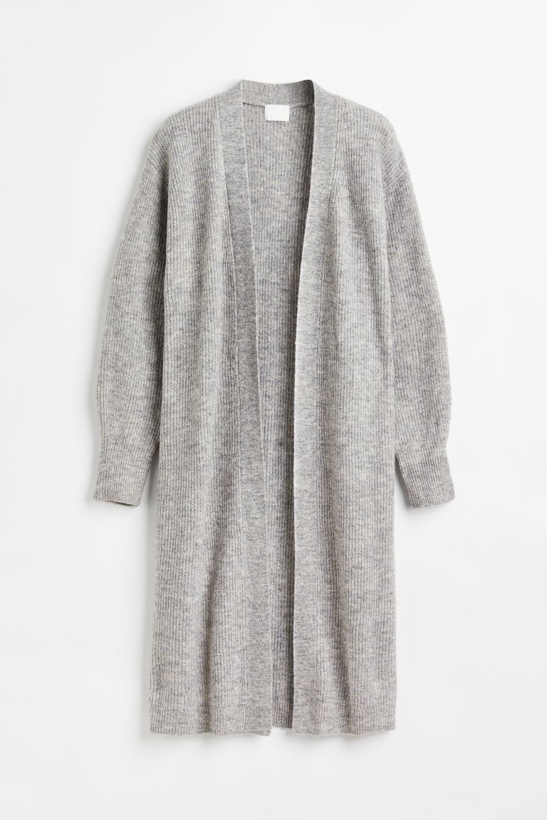 H & M - Long Rib-knit Cardigan - Gray | H&M (US + CA)