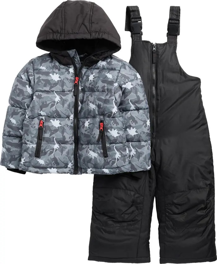 Rothschild Kids' Dino Hooded Puffer Jacket & Snow Bibs Set | Nordstromrack | Nordstrom Rack