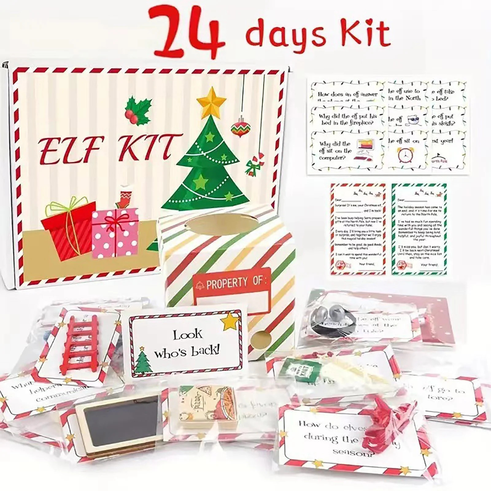 2024 New Elf Kit 24 Days of Christmas, Christmas on Shelf Kit, Fun Elf Activities Props, Elf Kits... | Walmart (US)