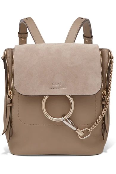 Chloé - Faye Small Textured-leather And Suede Backpack - Gray | NET-A-PORTER (US)