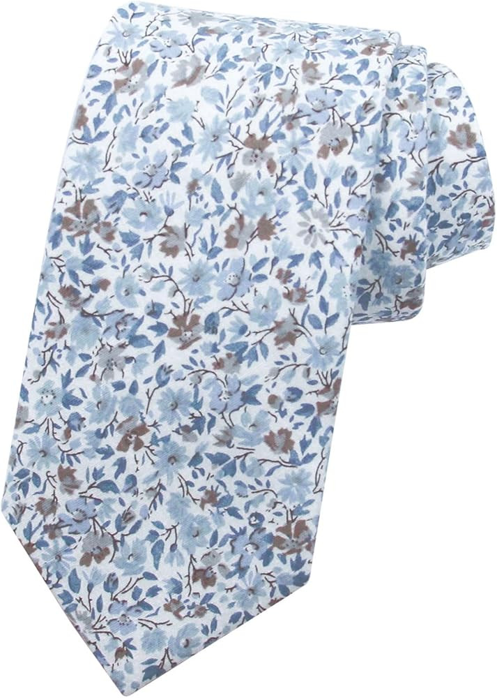 Mantieqingway Men Skinny Tie Cotton Floral Necktie for Wedding Groomsmen Tie | Amazon (US)