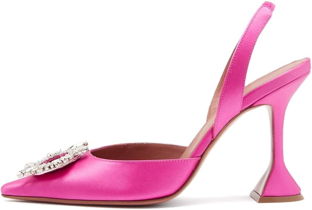 Arqa Women's High Heel Pumps Backless Slip-on Stilettos Rhinestone Sandals Satin Slingback Pump S... | Amazon (US)