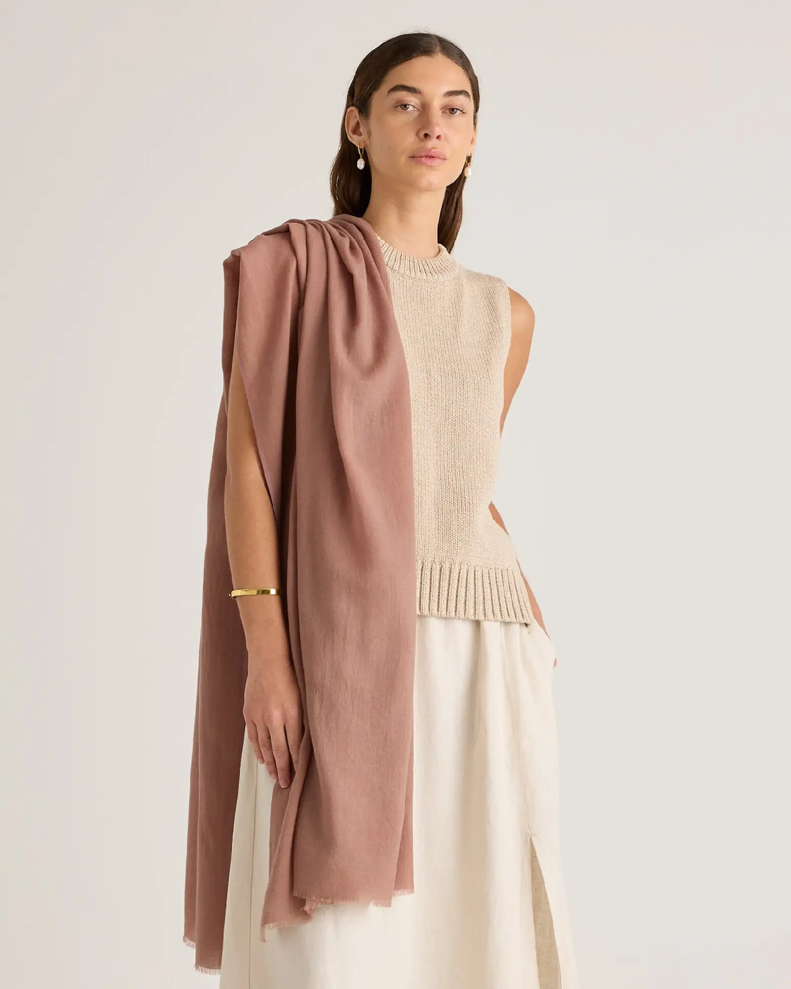 100% Pashmina Wool Scarf in Light Mauve | Quince